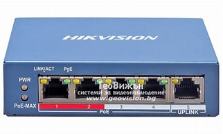 Hikvision X4 port Smart POE switch 60w POE budget Hikvision topology management 1 10/100 RJ45 uplink.