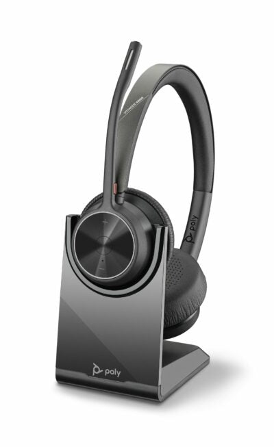 Poly VOYAGER 4320 UC – STEREO Bluetooth Headset with USB-C dongle and Charge Stand (Microsoft)(77Z32AA)