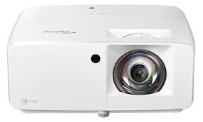 Optoma UHZ66 Eco-friendly compact high brightness 4K UHD laser projector with HDR10 and HLG support, providing enhanced color depth, brightness, and contrast.